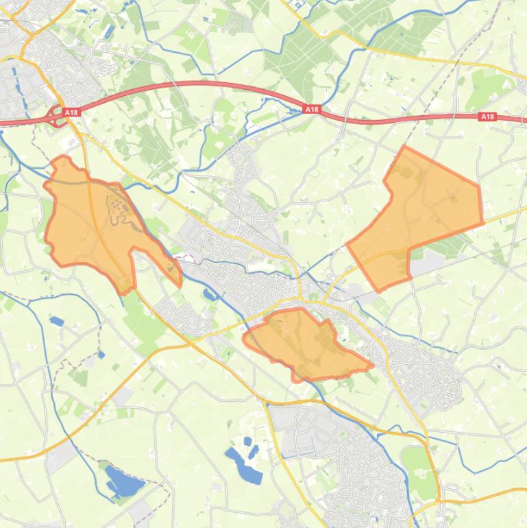 Kaart van de buurt Verspreide huizen Terborg en Heuven.