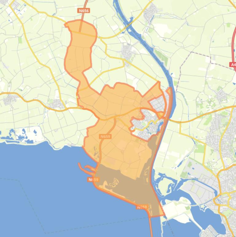 Kaart van de buurt Verspreide huizen Tholen.
