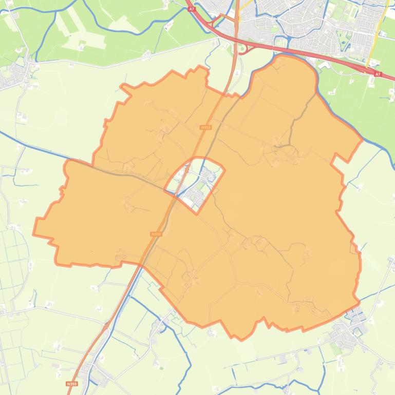 Kaart van de buurt Verspreide huizen Tjerkwerd.