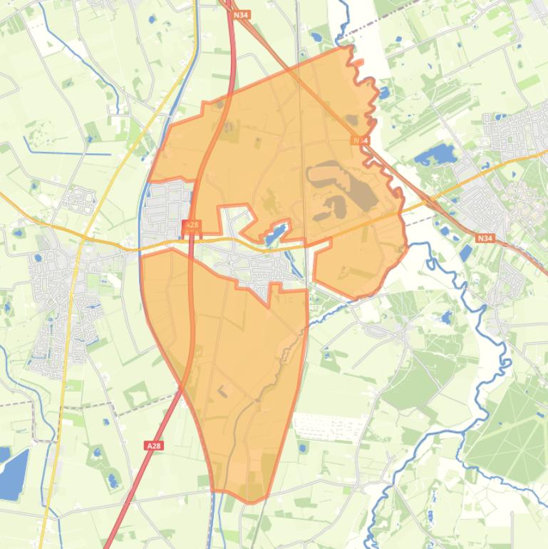 Kaart van de buurt Verspreide huizen Tynaarlo.