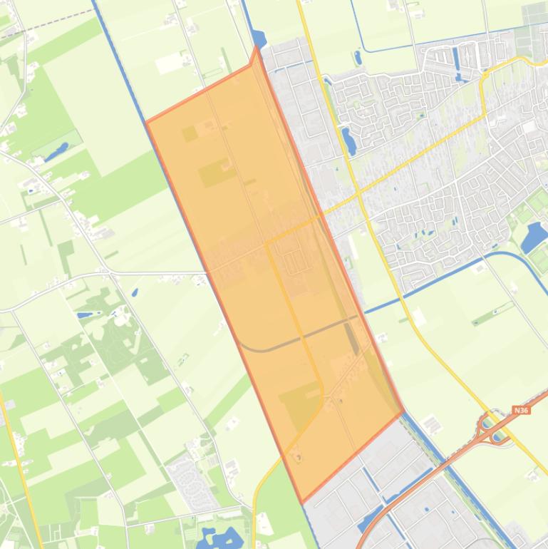 Kaart van de buurt Verspreide huizen Vriezenveen ten westen van kanaal.