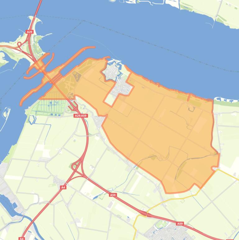 Kaart van de buurt Verspreide huizen Willemstad.
