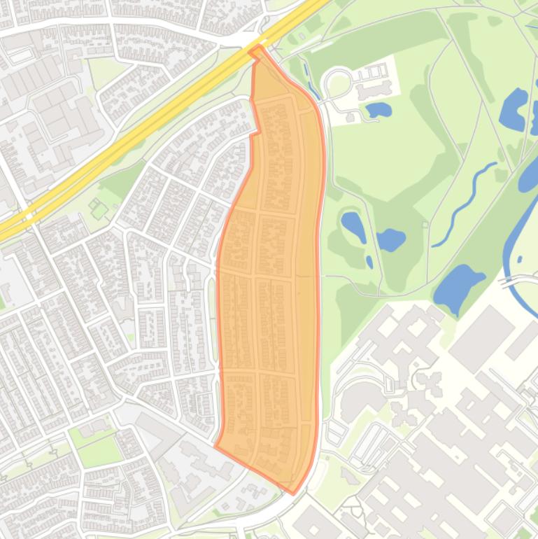 Kaart van de Vogeltjesbuurt Oost.