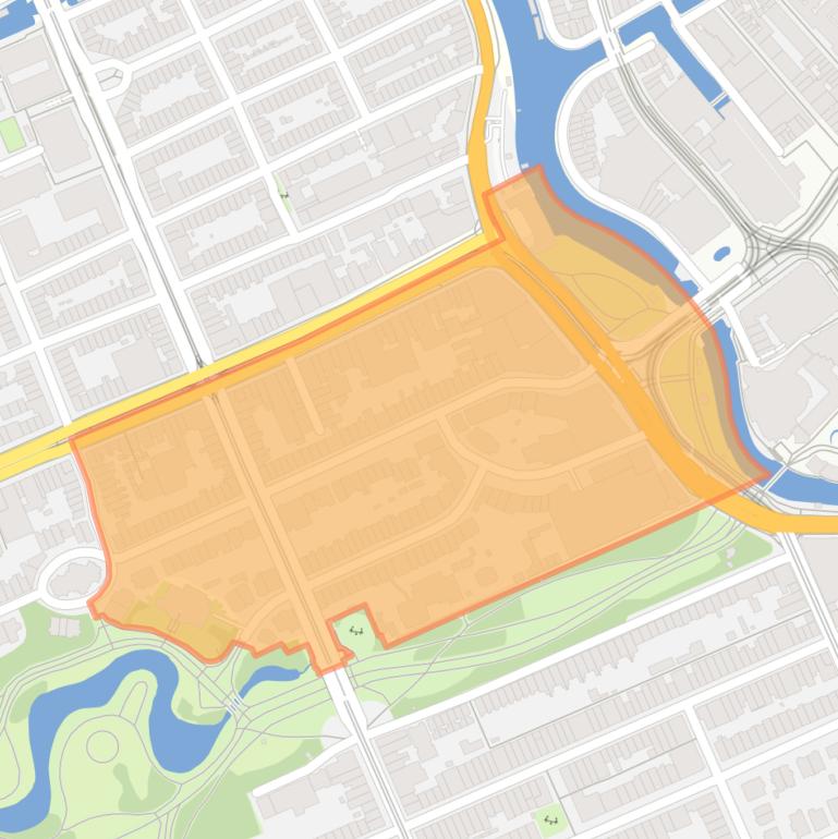 Kaart van de Vondelparkbuurt-Oost.