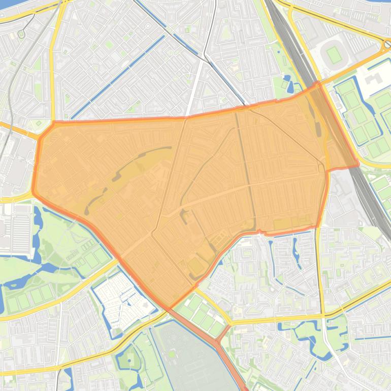 Kaart van de buurt Vreewijk.