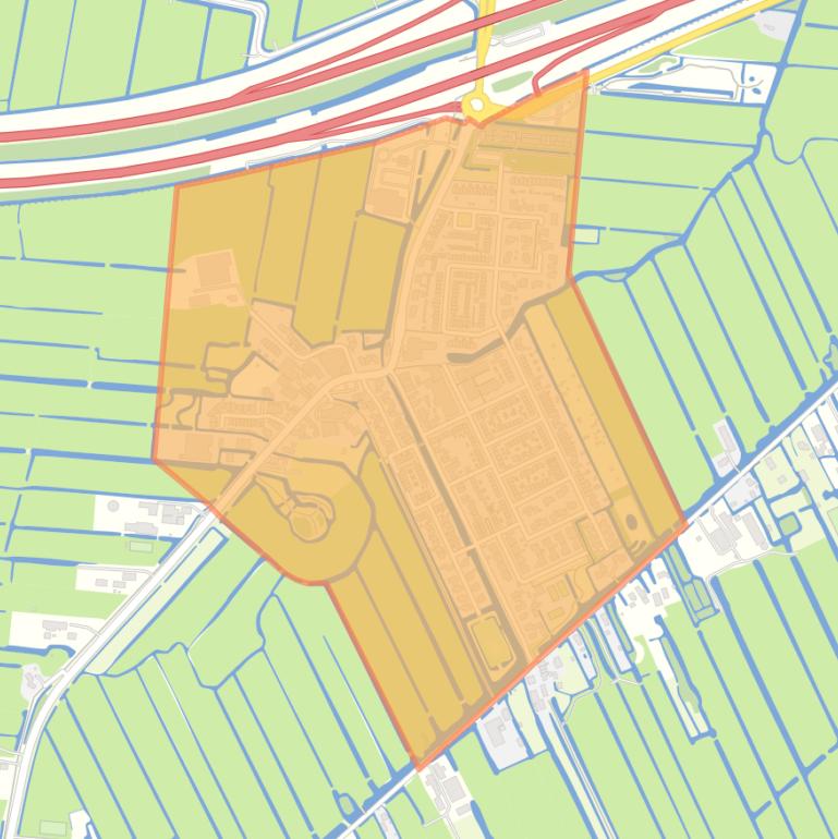 Kaart van de buurt Waarder Kern.