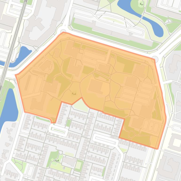 Kaart van de Waterbuurt hoog.