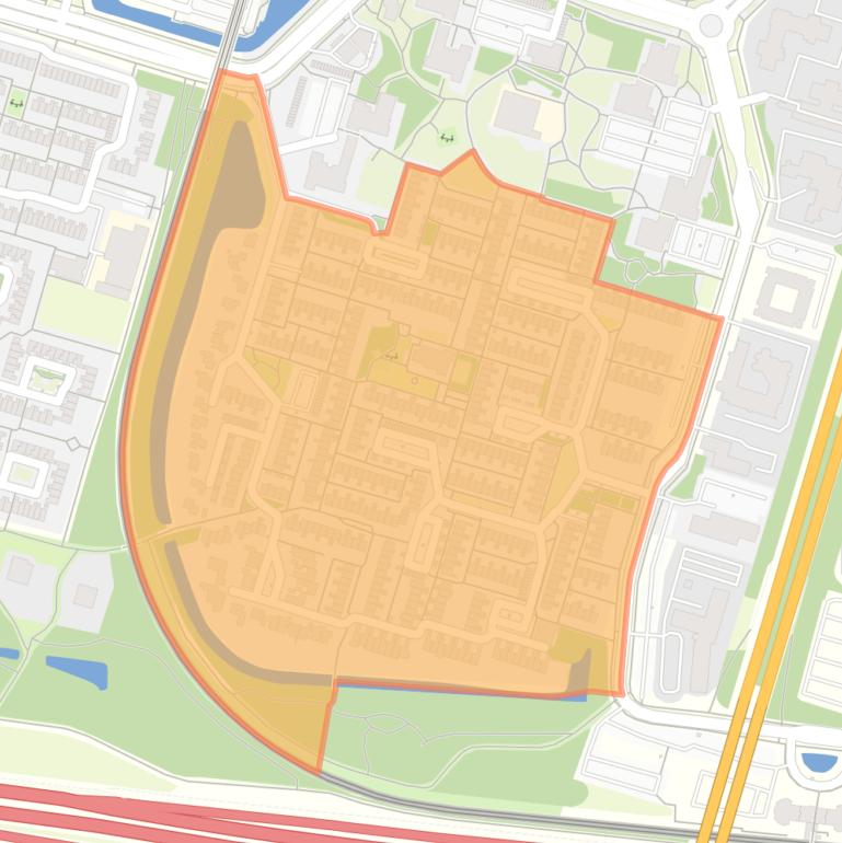 Kaart van de Waterbuurt laag.