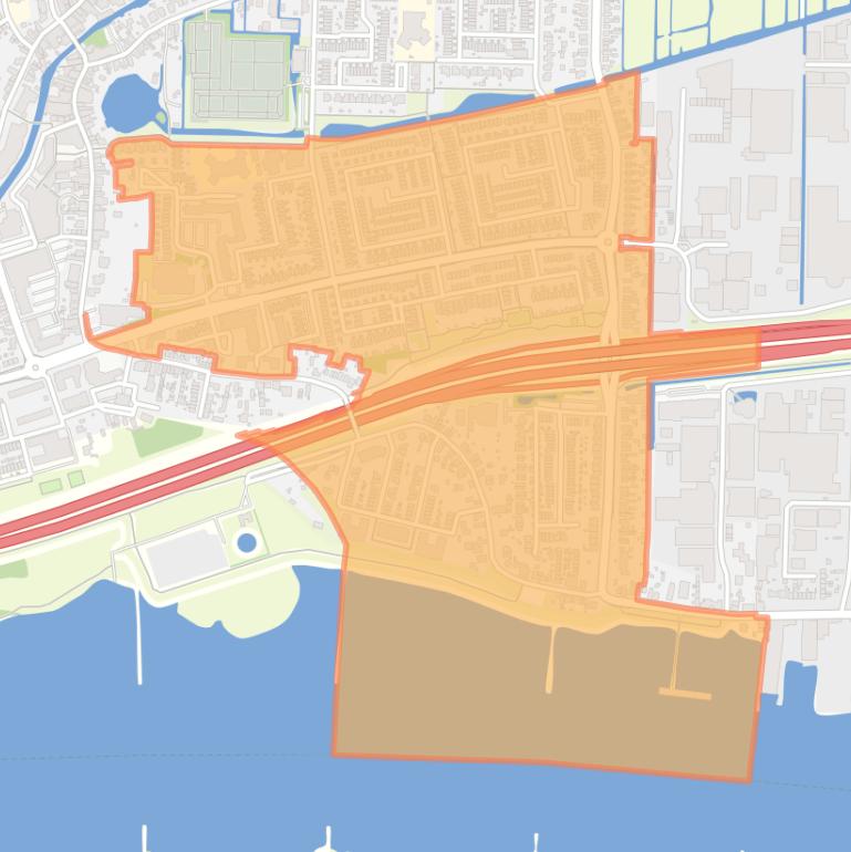 Kaart van de buurt Wielwijk-zuid.