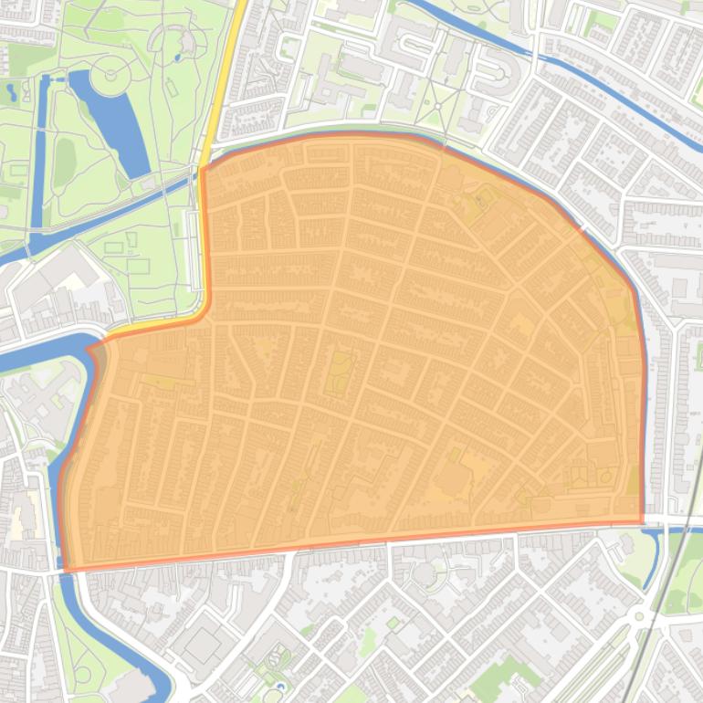 Kaart van de buurt Wittevrouwen.