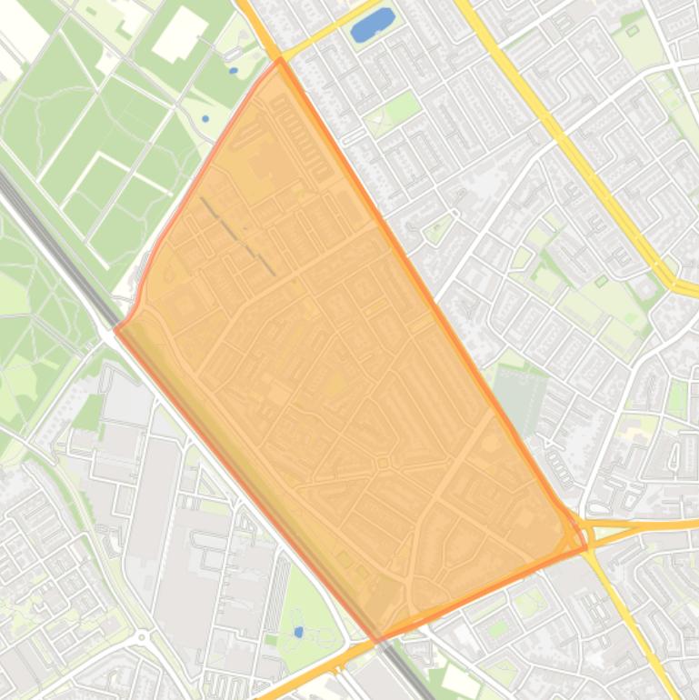 Kaart van de buurt Woensel-West.