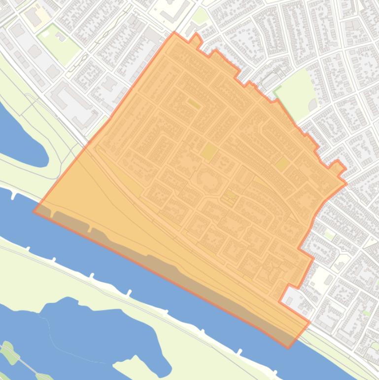 Kaart van de buurt Zandweerd-Zuid.