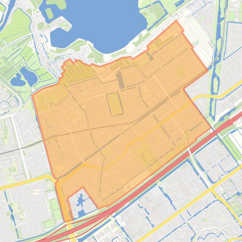 Kaart van de buurt Zevenkamp.