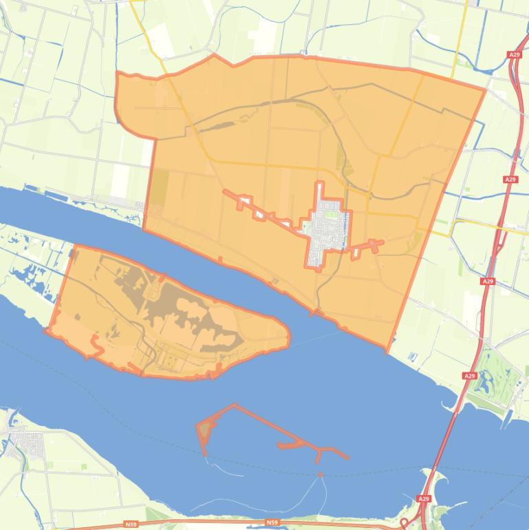 Kaart van de buurt Zuid-Beijerland Buitengebied.