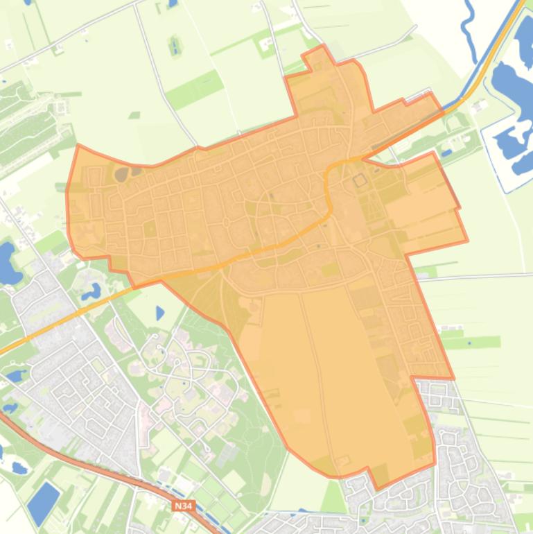 Kaart van de buurt Zuidlaren.