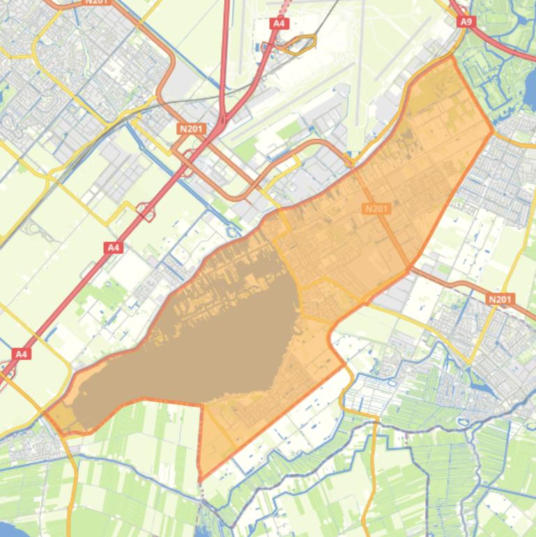 Kaart van de gemeente Aalsmeer.
