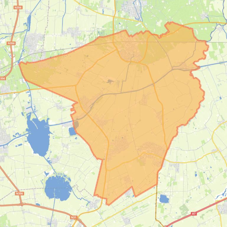 Kaart van postcodegebied 9285VT.