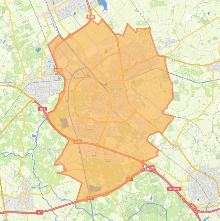 Kaart van de gemeente Almelo.