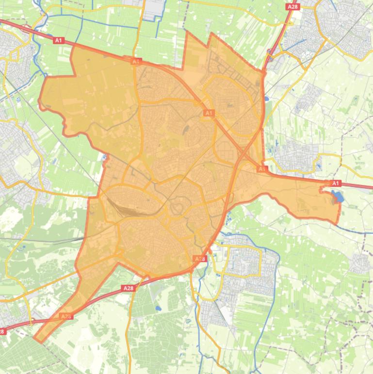 Kaart van de gemeente Amersfoort.