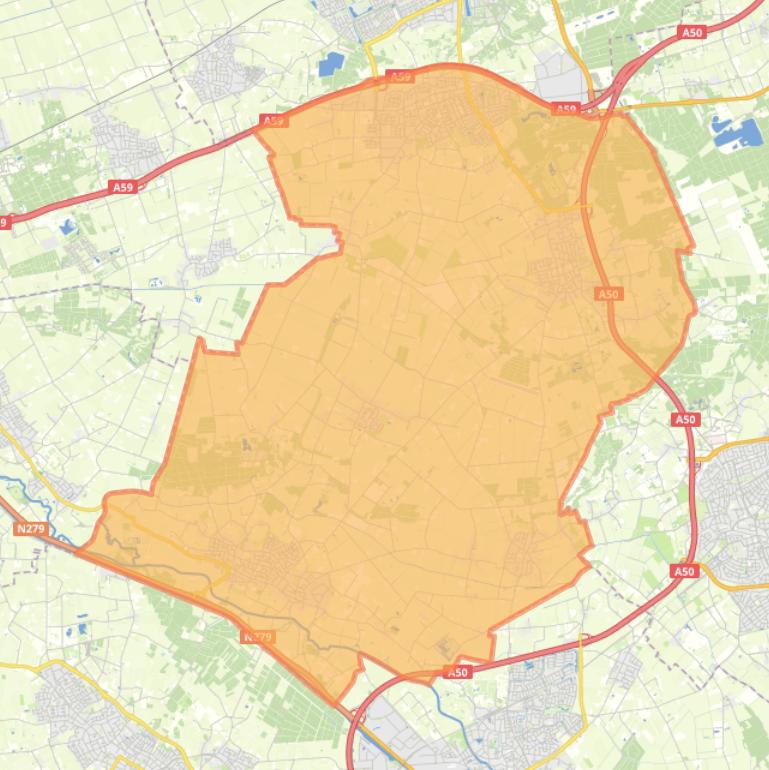 Kaart van de gemeente Bernheze.