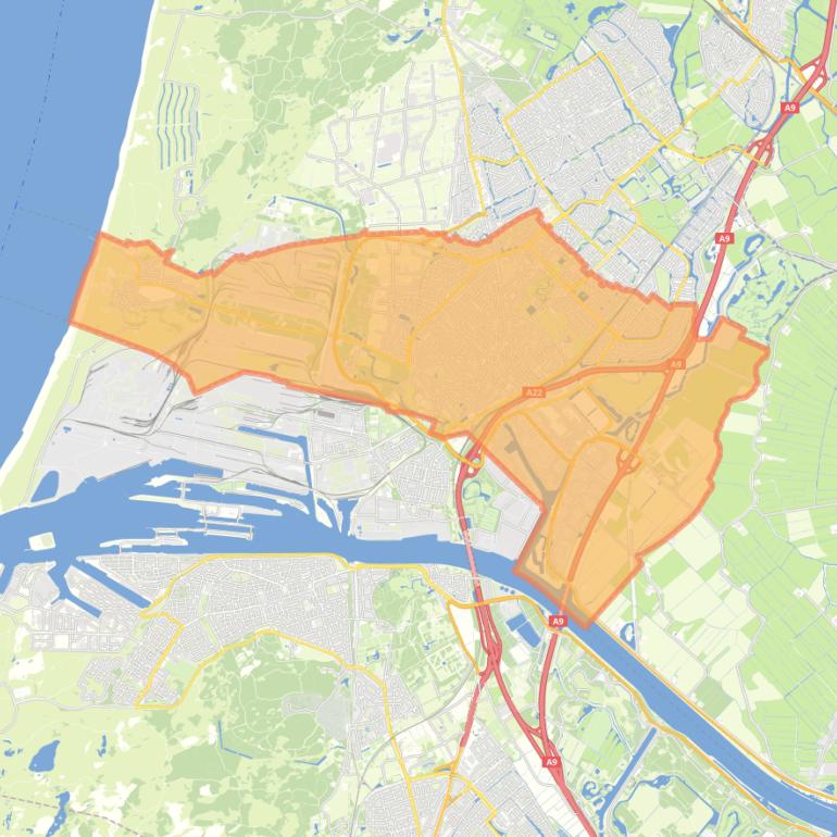 Kaart van de gemeente Beverwijk.