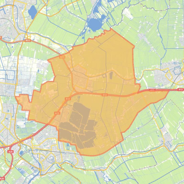 Kaart van de gemeente Bodegraven-Reeuwijk.