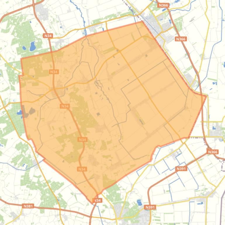 Kaart van de gemeente Borger-Odoorn.