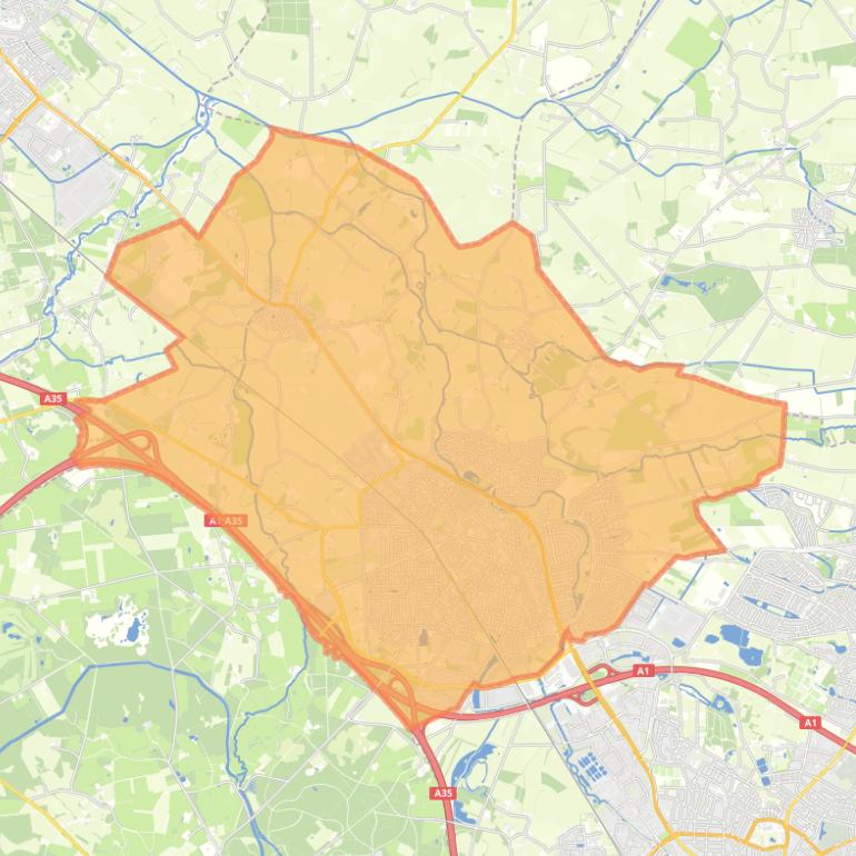 Kaart van de gemeente Borne.