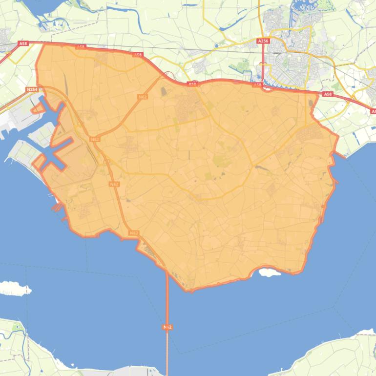 Kaart van de gemeente Borsele.