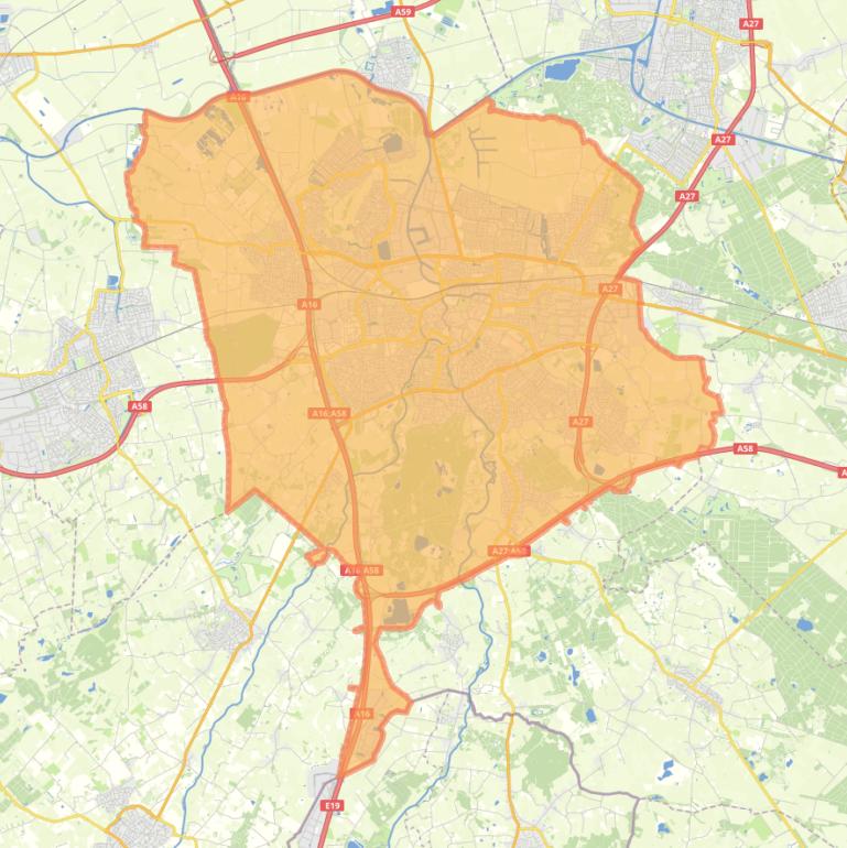 Kaart van de gemeente Breda.