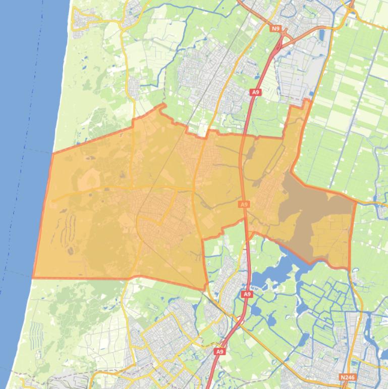 Kaart van de gemeente Castricum.