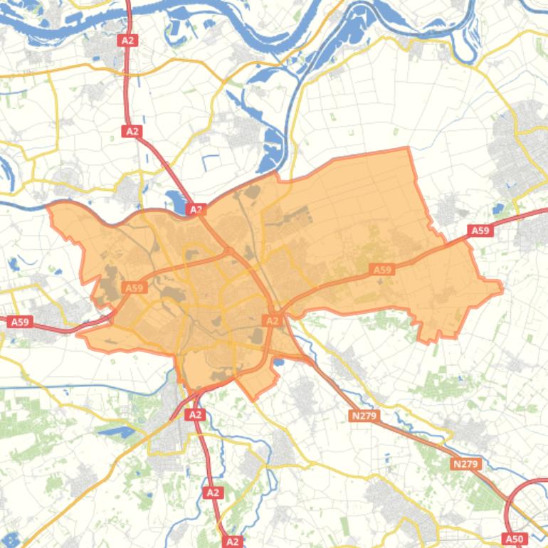 Kaart van de gemeente Den Bosch.
