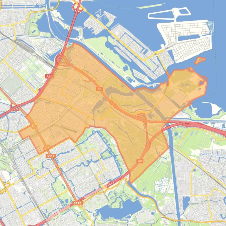 Kaart van de gemeente Diemen.