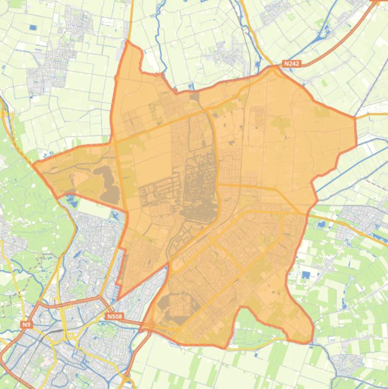 Kaart van de gemeente Dijk en Waard.