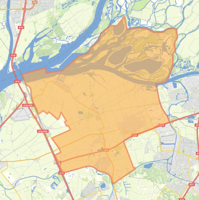 Kaart van de gemeente Drimmelen.