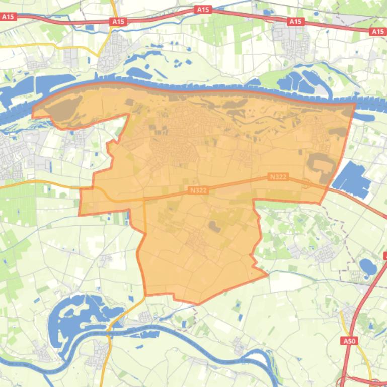 Kaart van de gemeente Druten.