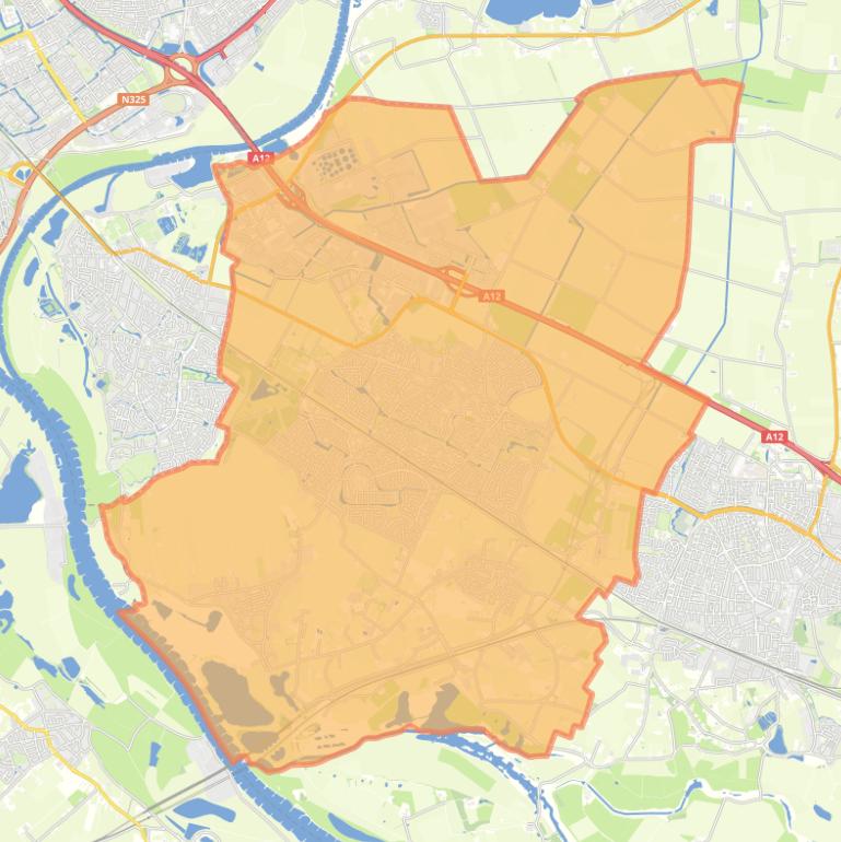 Kaart van de gemeente Duiven.