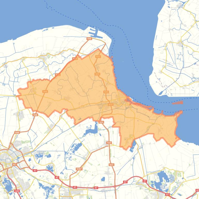 Kaart van de gemeente Eemsdelta.