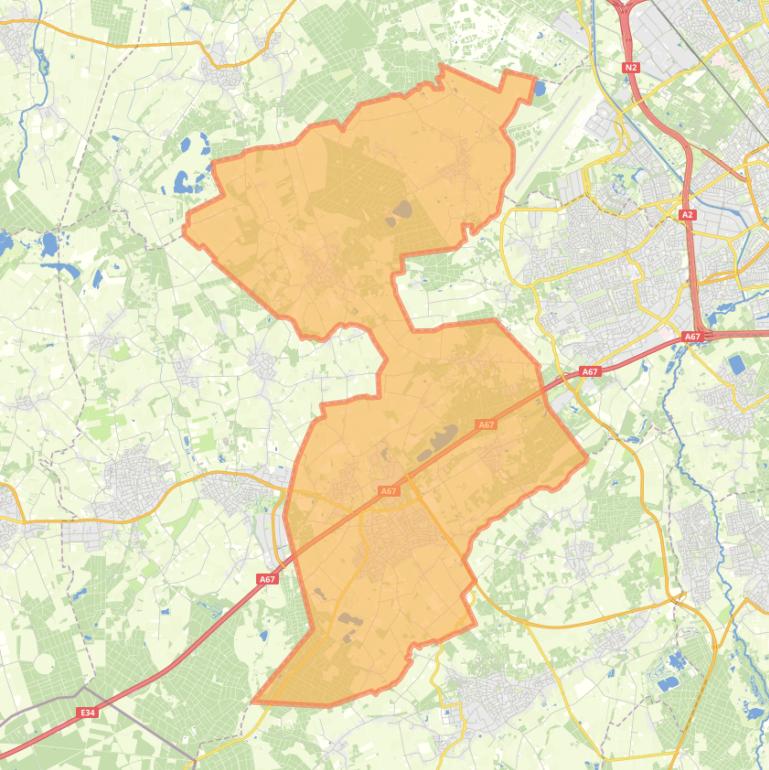 Kaart van de gemeente Eersel.