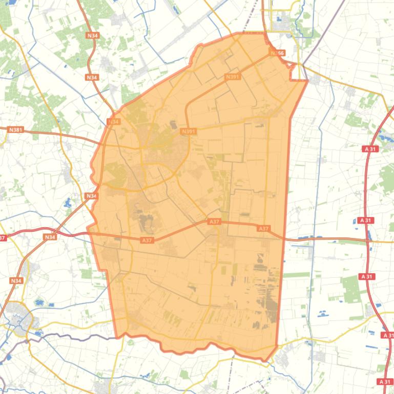 Kaart van de gemeente Emmen.