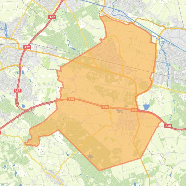 Kaart van de gemeente Gilze en Rijen.