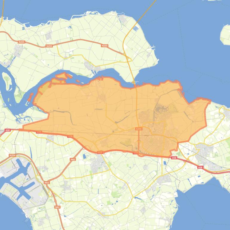 Kaart van de gemeente Goes.