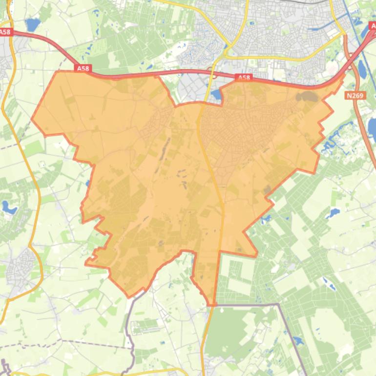 Kaart van de gemeente Goirle.