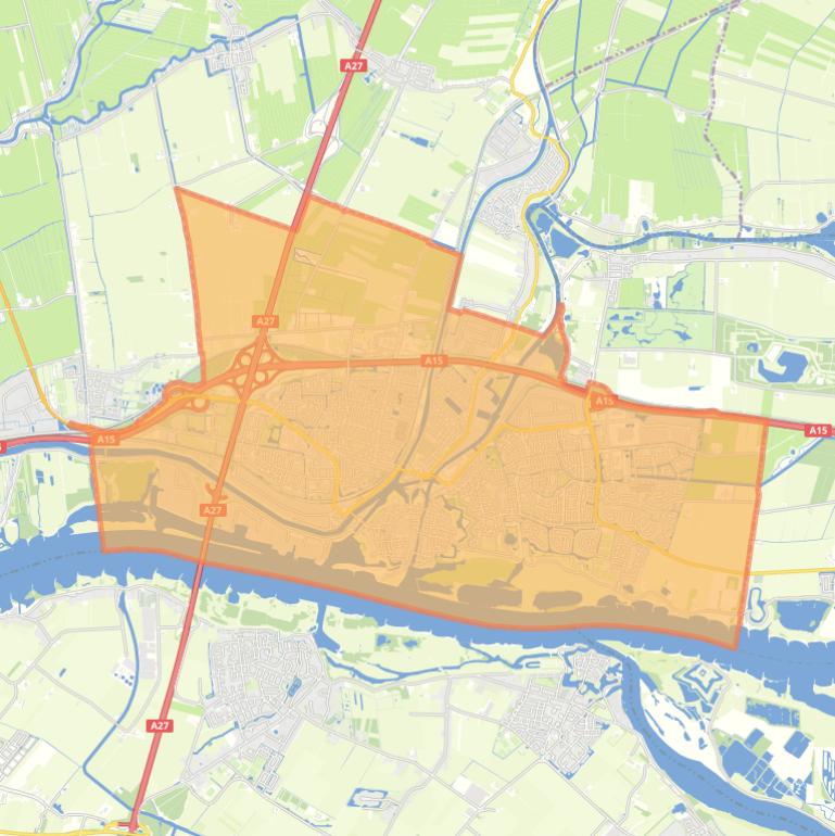 Kaart van de gemeente Gorinchem.