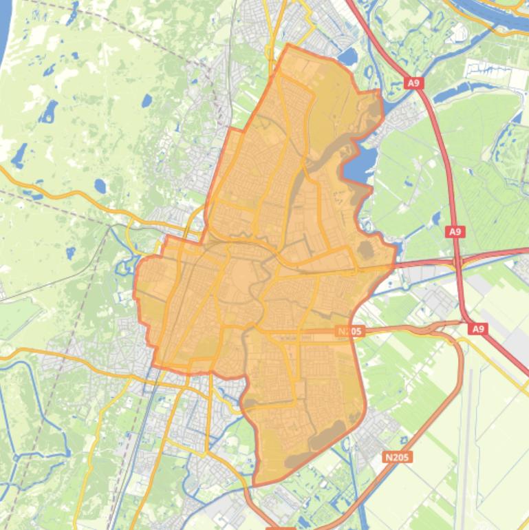 Kaart van de gemeente Haarlem.