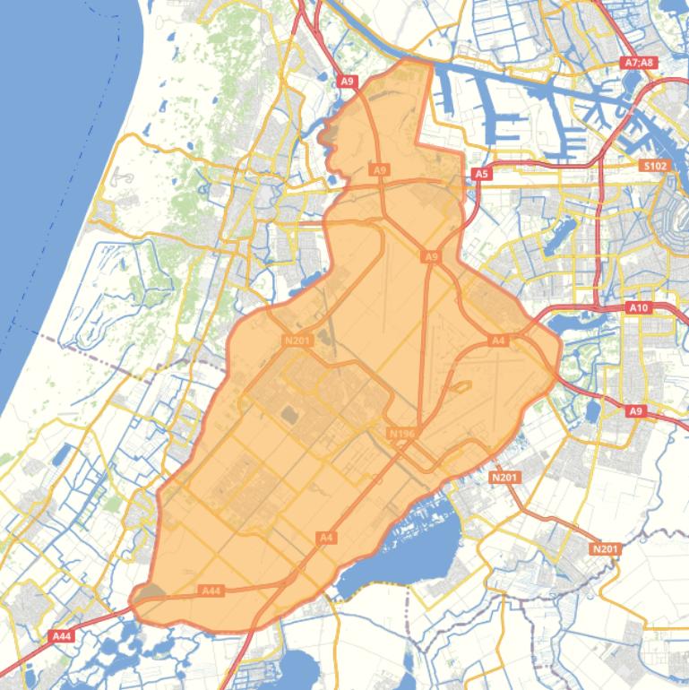 Kaart van de gemeente Haarlemmermeer.