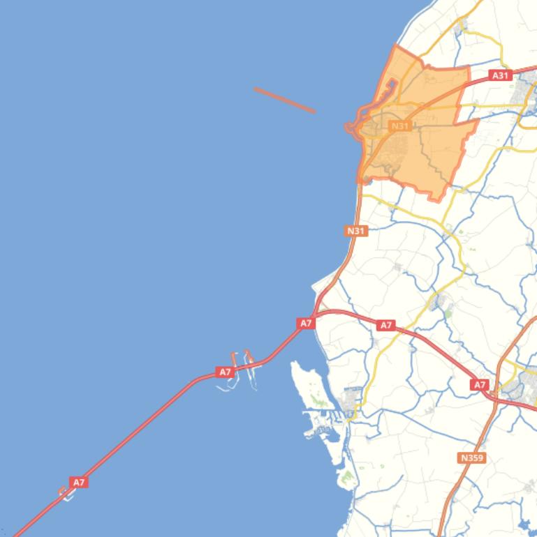 Kaart van de gemeente Harlingen.