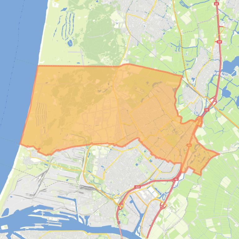 Kaart van de gemeente Heemskerk.