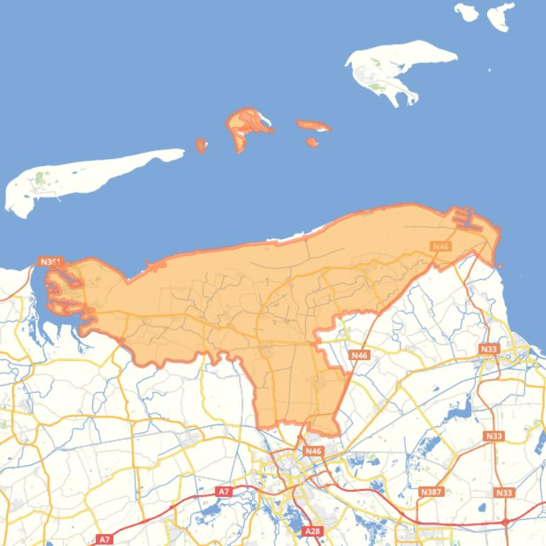 Kaart van de gemeente Het Hogeland.