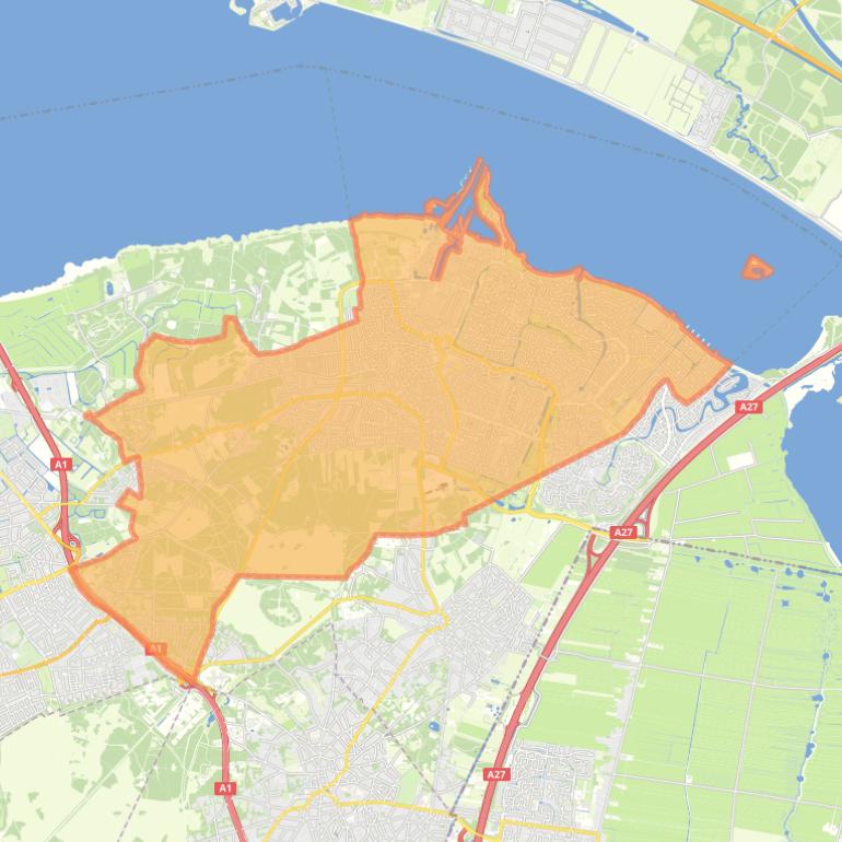 Kaart van de gemeente Huizen.